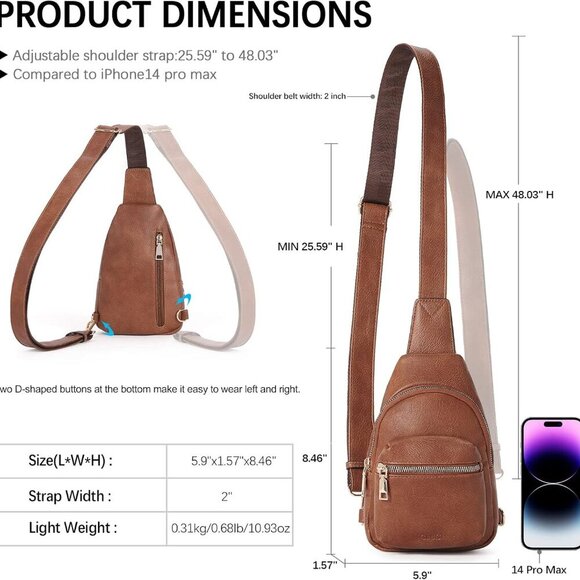 Women’s Faux Leather Crossbody Bag Small Fanny Pack with Multiple Pockets - Picture 3 of 9